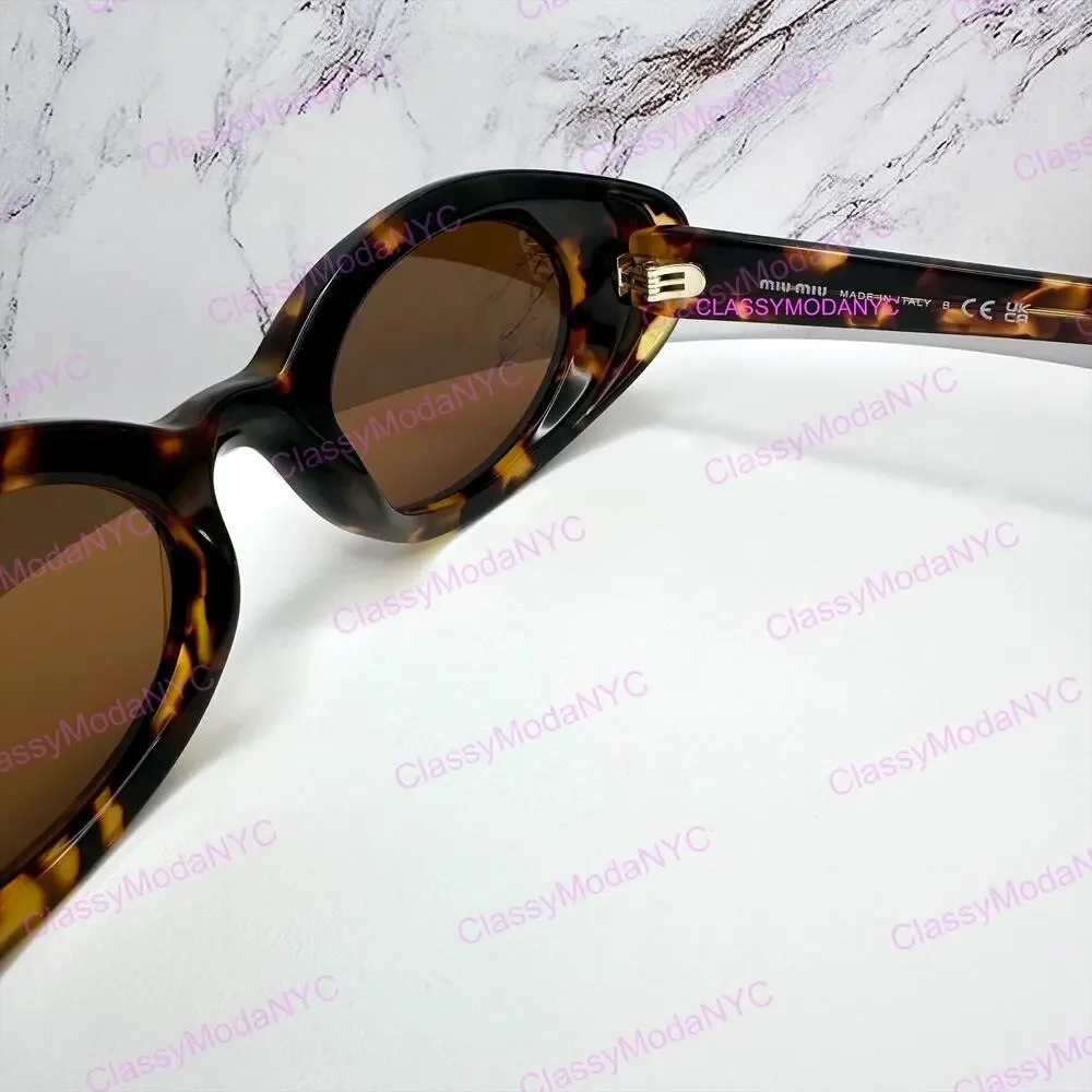 New MIU MIU Sunglasses Brown Tortoise Oval Womens Reverie